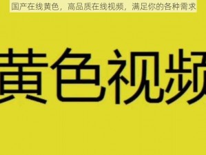 国产在线黄色，高品质在线视频，满足你的各种需求