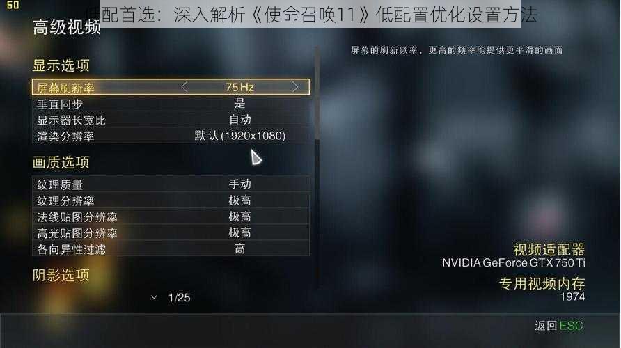 低配首选：深入解析《使命召唤11》低配置优化设置方法