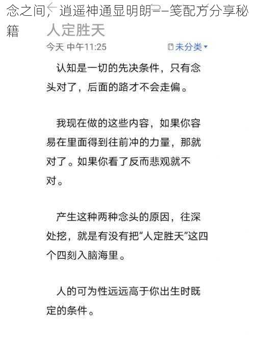 念之间，逍遥神通显明朗——笺配方分享秘籍