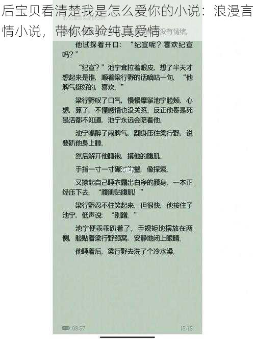 后宝贝看清楚我是怎么爱你的小说：浪漫言情小说，带你体验纯真爱情