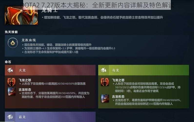 DOTA2 7.27版本大揭秘：全新更新内容详解及特色解读