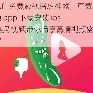 热门免费影视播放神器，草莓视频 app 下载安装 ios 丝瓜视频带你畅享高清视频盛宴