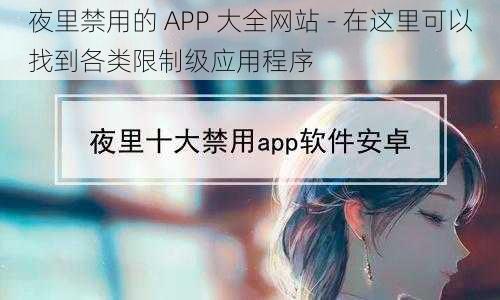 夜里禁用的 APP 大全网站 - 在这里可以找到各类限制级应用程序