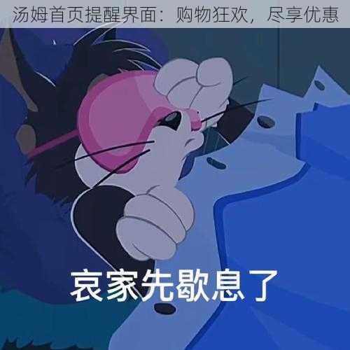 汤姆首页提醒界面：购物狂欢，尽享优惠