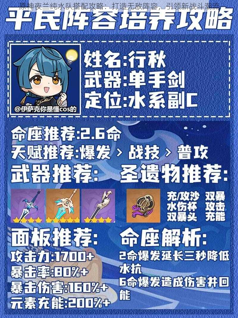 原神夜兰纯水队搭配攻略：打造无敌阵容，引领新战斗潮流