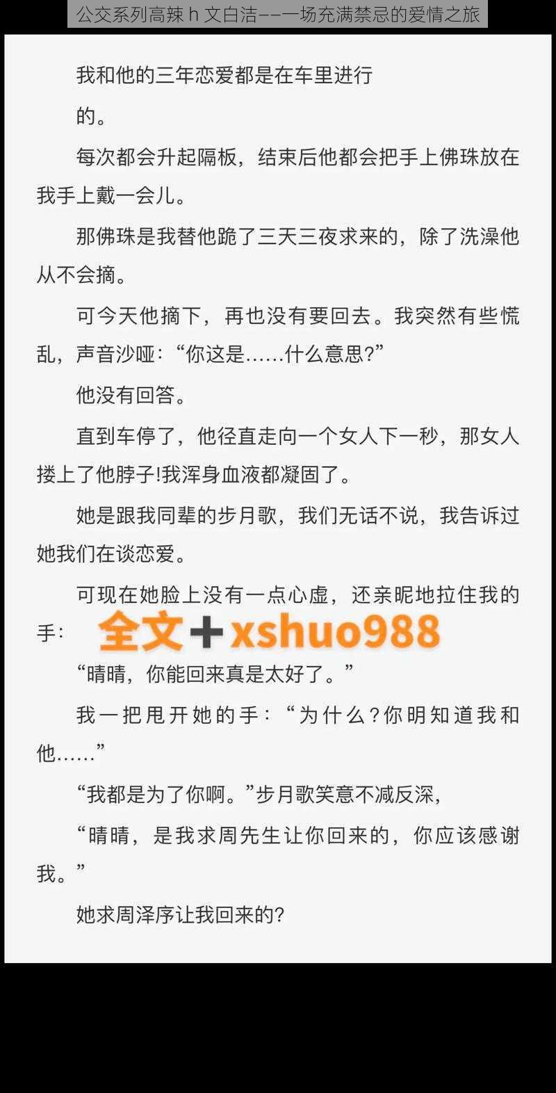 公交系列高辣 h 文白洁——一场充满禁忌的爱情之旅