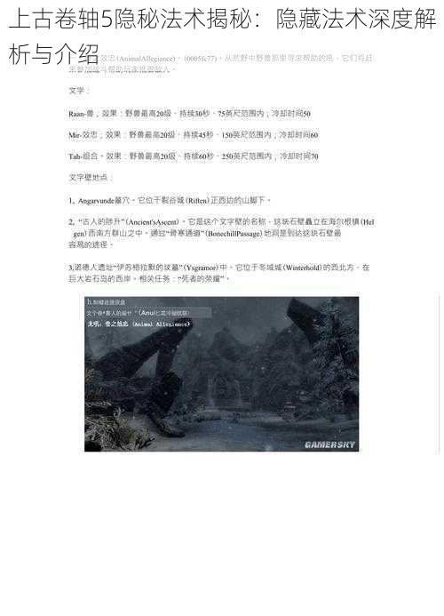 上古卷轴5隐秘法术揭秘：隐藏法术深度解析与介绍