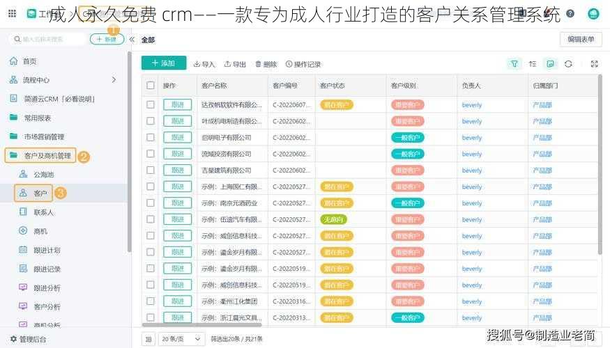 成人永久免费 crm——一款专为成人行业打造的客户关系管理系统