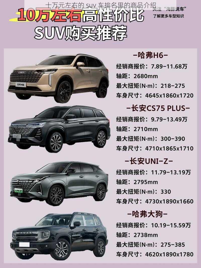 十万元左右的 suv 车排名里的商品介绍