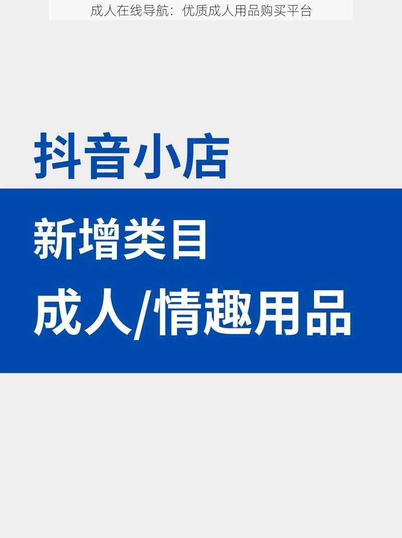 成人在线导航：优质成人用品购买平台