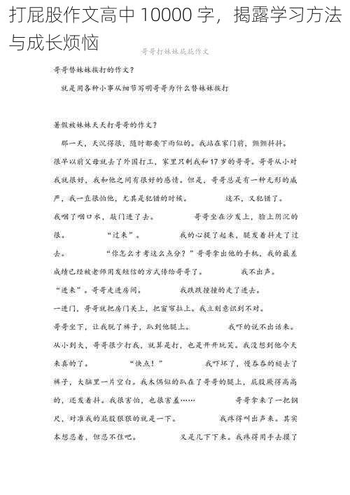 打屁股作文高中 10000 字，揭露学习方法与成长烦恼