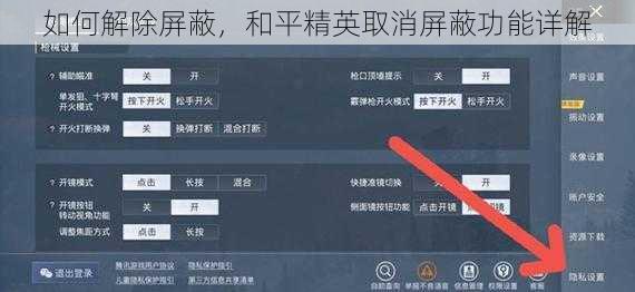 如何解除屏蔽，和平精英取消屏蔽功能详解
