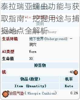 泰拉瑞亚蠕虫功能与获取指南：挖掘用途与捕捉地点全解析