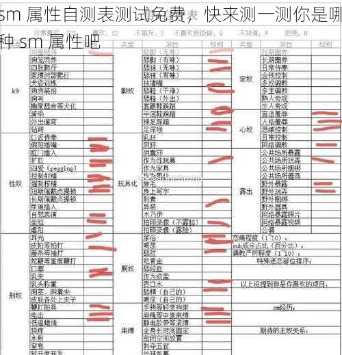 sm 属性自测表测试免费，快来测一测你是哪种 sm 属性吧