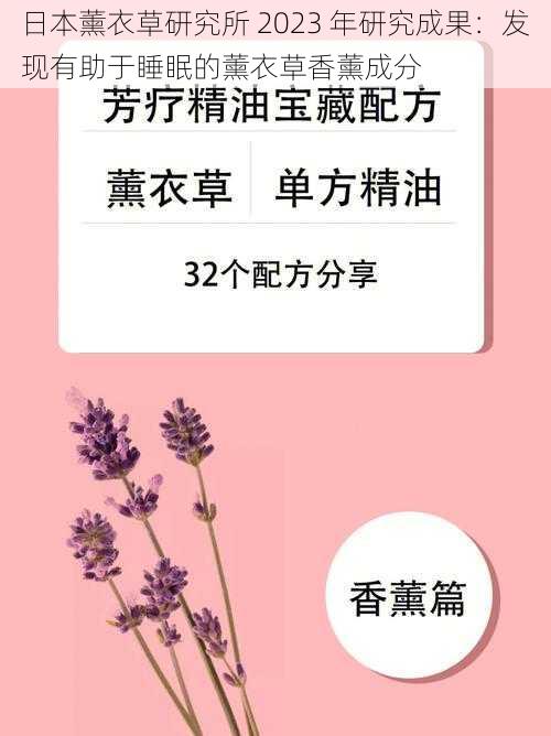 日本薰衣草研究所 2023 年研究成果：发现有助于睡眠的薰衣草香薰成分